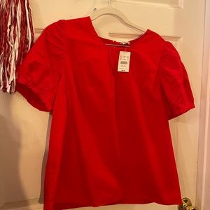 JCrew peasant blouse in red. New with tags!